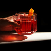 Ribbed Crystal Gold-Rim Tumbler Set