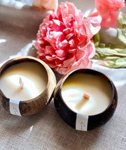 Hand-Poured Coconut Shell Candle — scale reference and proportion detail