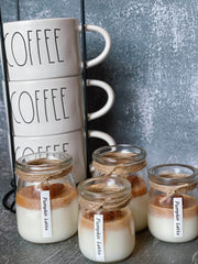 Hand-Poured Soy Coffee Candle — Small-batch soy candle in a cork-topped jar with roasted coffee fragrance