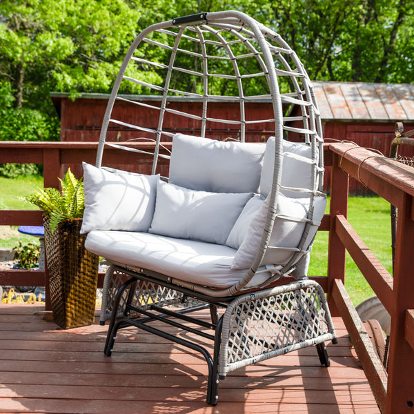 Polyrattan Double Egg Glider Chair