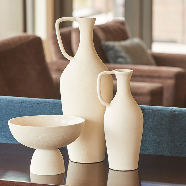 Matte Cream Aluminum Pitcher Vase