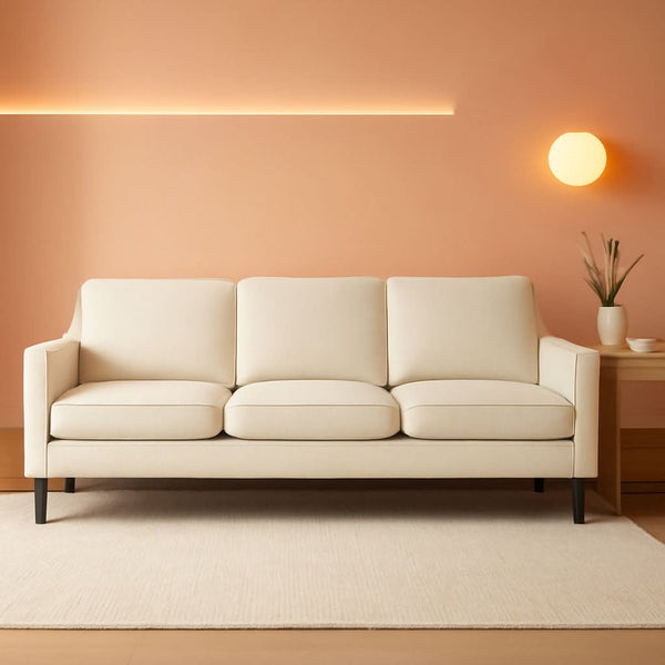 Beige 71-Inch Mid-Century 3-Seat Sofa