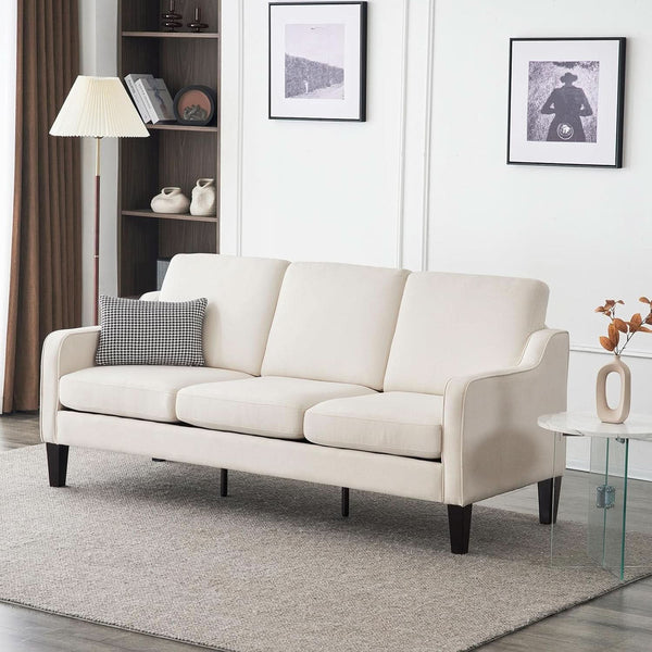 Mid-Century Fabric Three-Seat Sofa
