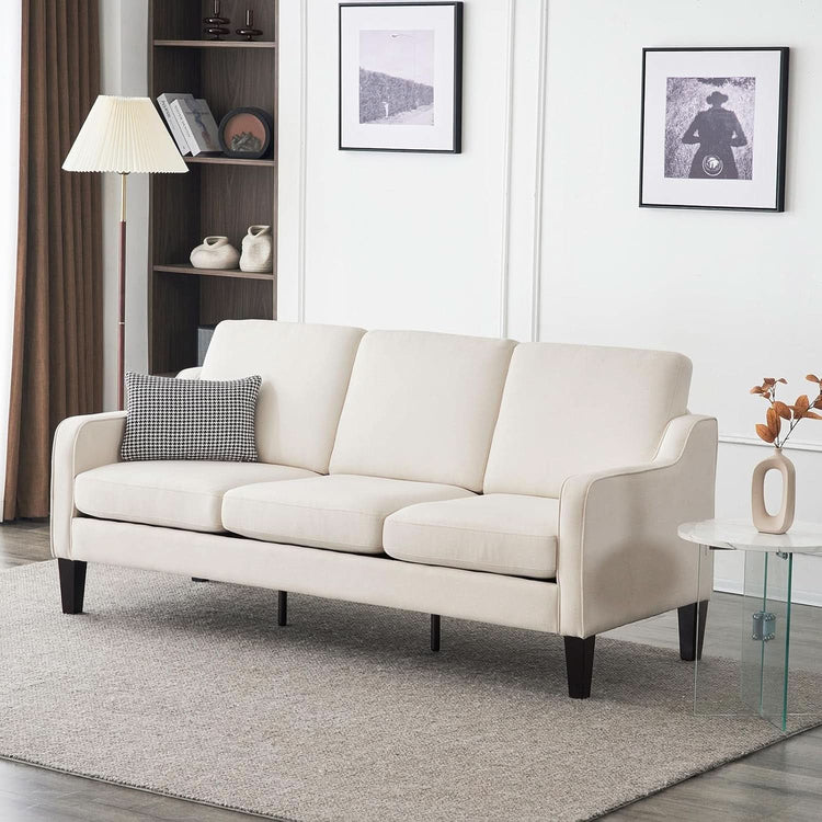 Mid-Century Fabric Three-Seat Sofa