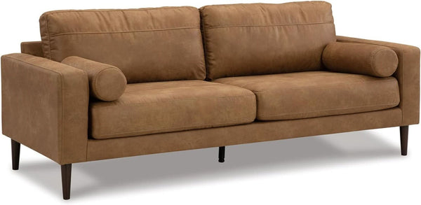 Caramel Faux Leather Bolster Sofa