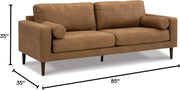 Caramel Faux Leather Bolster Sofa