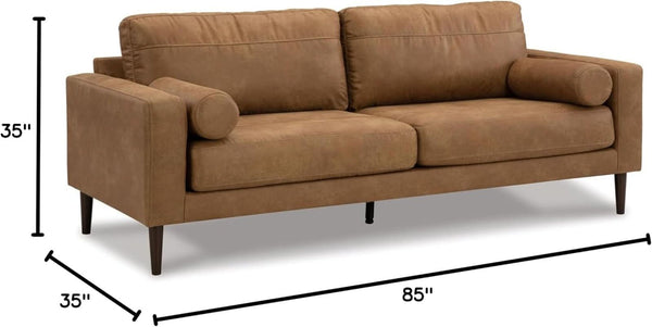 Caramel Faux Leather Bolster Sofa