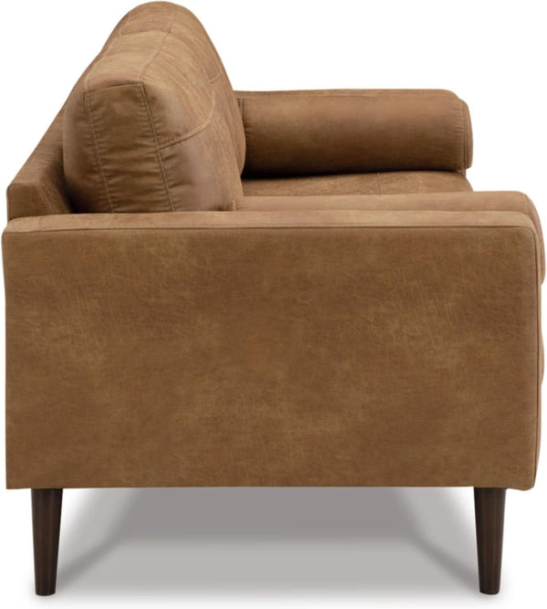 Caramel Faux Leather Bolster Sofa