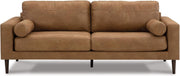 Caramel Faux Leather Bolster Sofa