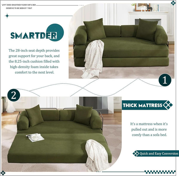 Corduroy Convertible Folding Sofa Bed