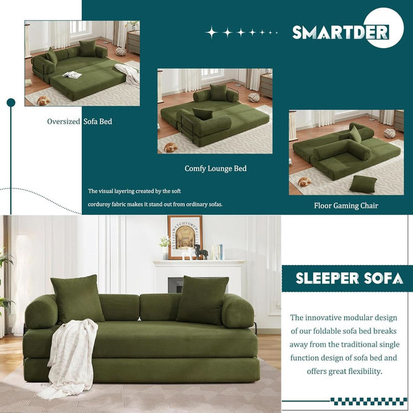 Corduroy Convertible Folding Sofa Bed