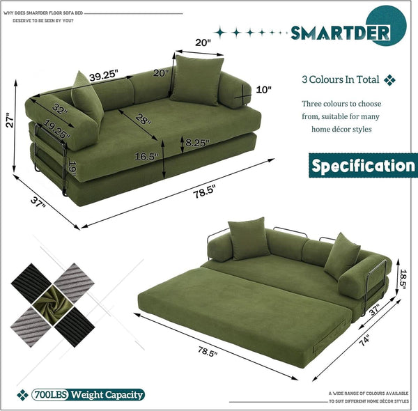 Corduroy Convertible Folding Sofa Bed