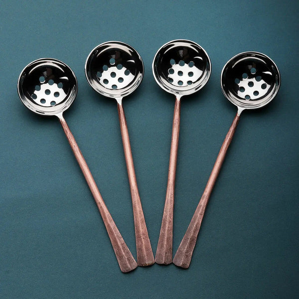 Copper-Finish Perforated Olive Spoon Set