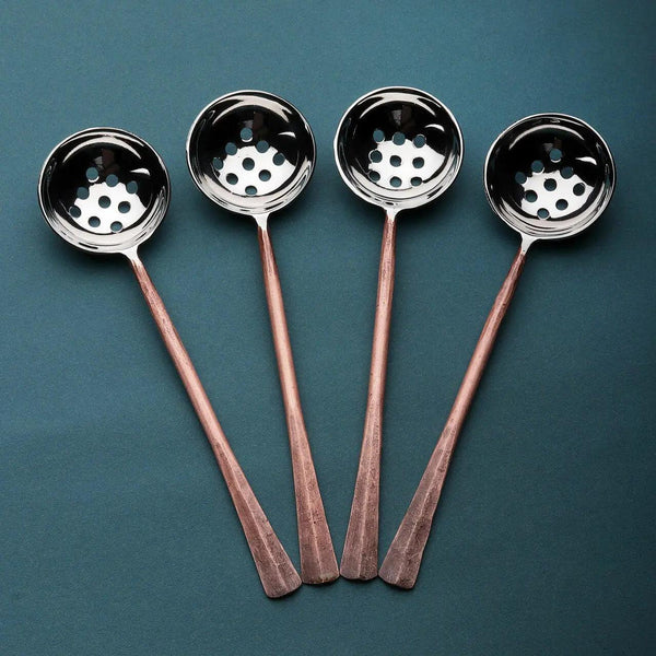 Copper-Finish Perforated Olive Spoon Set