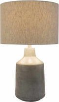 Close-up of concrete texture and surface finish detail — Concrete-Finish Linen Shade Table Lamp
