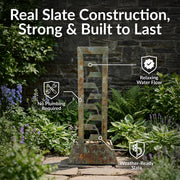 Stacked Slate Tiered Floor Fountain