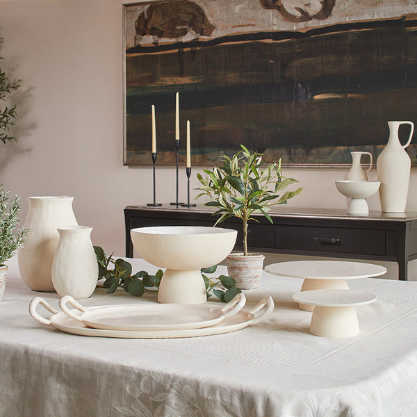 Matte Cream Aluminum Pitcher Vase