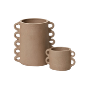 Stacked Loop Handle Stoneware Vase
