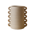 Stacked Loop Handle Stoneware Vase