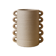 Stacked Loop Handle Stoneware Vase