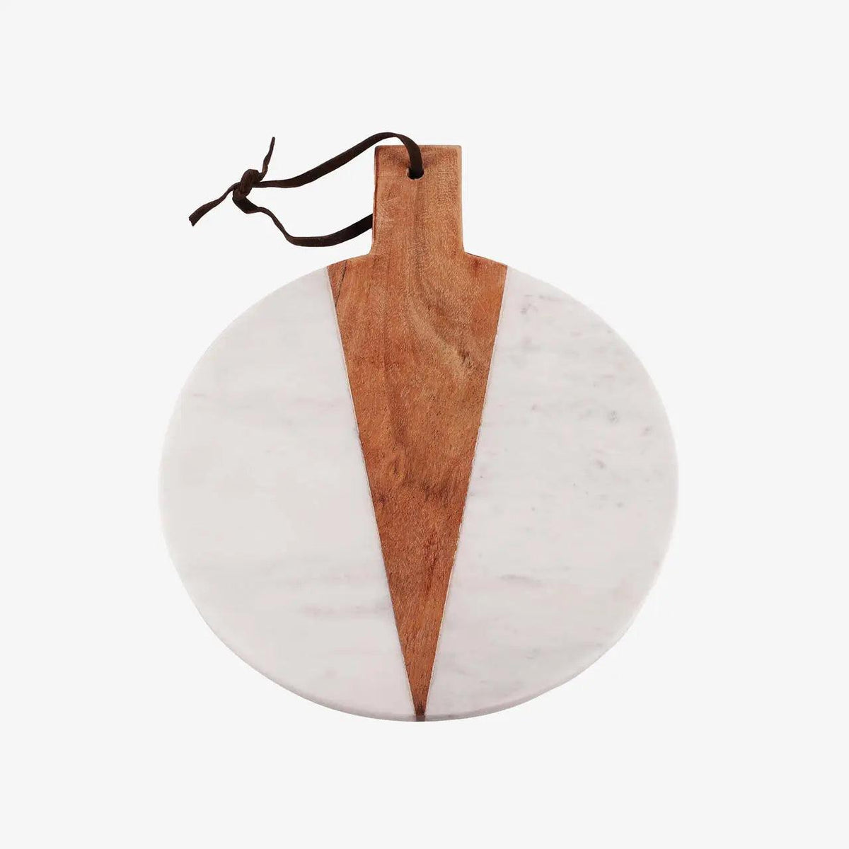 Marble and Wood Round Serving Platter