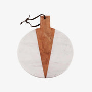 Marble and Wood Round Serving Platter