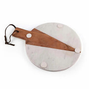 Marble and Wood Round Serving Platter