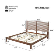 Slatted Walnut King Bed Frame with Headboard