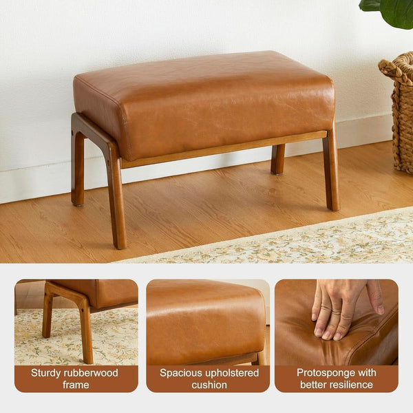 Faux Leather Padded Ottoman Footrest – ottoman (view 5) | Roost & Roam