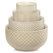 Embossed Stoneware Nesting Bowl Set