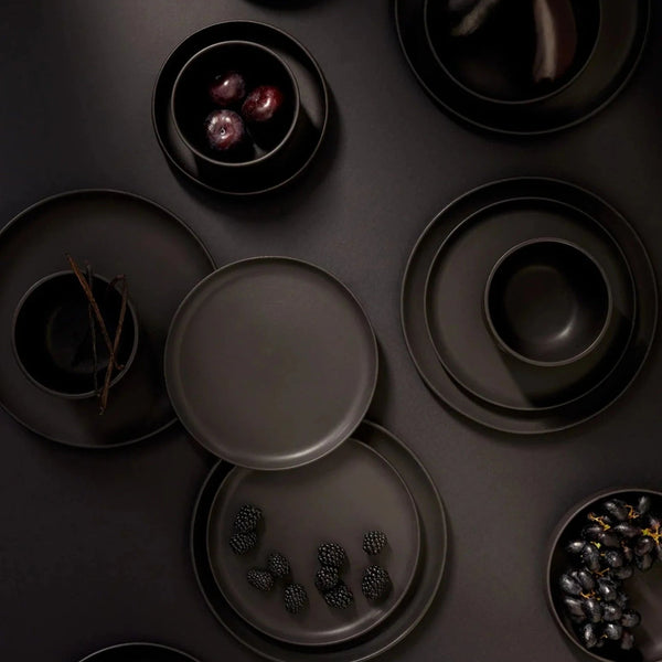 Matte Black Stoneware Dinnerware Set