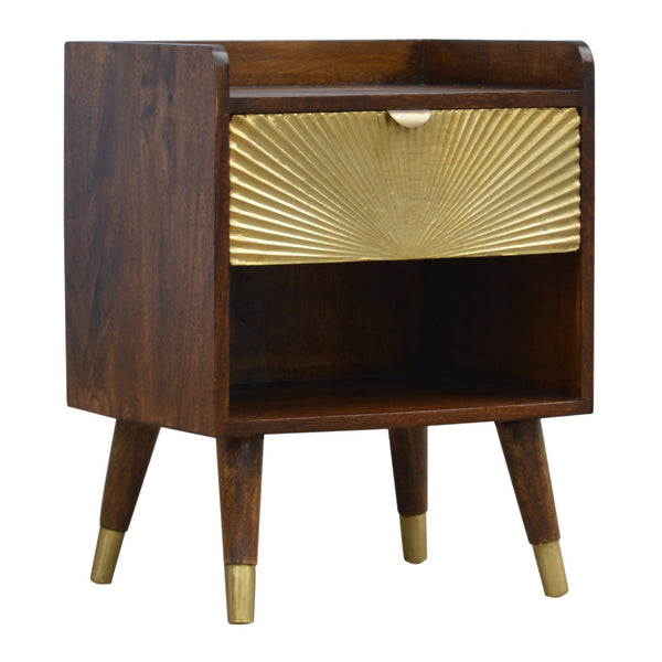 Chestnut Wood Gold-Front Nightstand