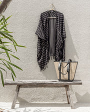Leather Trim Cane Weave Carryall Bag