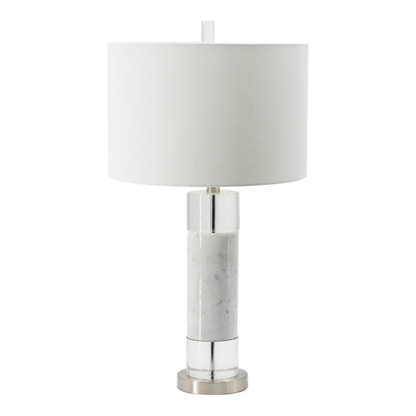 Marble and Crystal Column Table Lamp