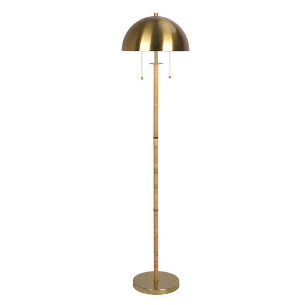 Allure Gold & Rattan Two-Light Floor Lamp