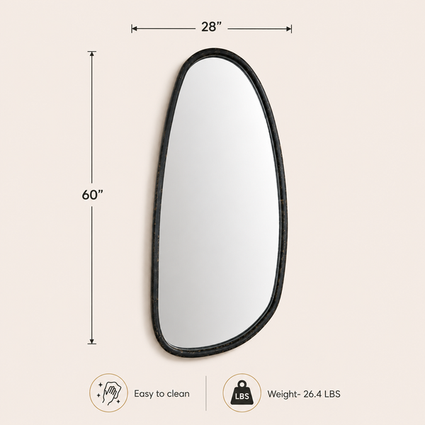 Blackwash Mango Wood Asymmetric Wall Mirror
