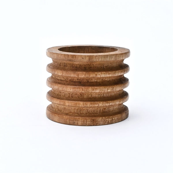 Ridged Mango Wood Napkin Ring Set