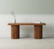 Fluted Column Solid Wood Bench