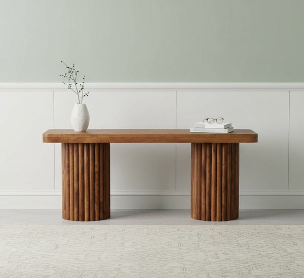 Fluted Column Solid Wood Bench