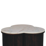 Fluted Mango Wood Marble-Top Coffee Table