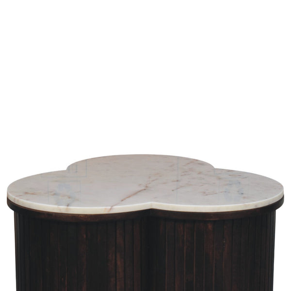 Fluted Mango Wood Marble-Top Coffee Table