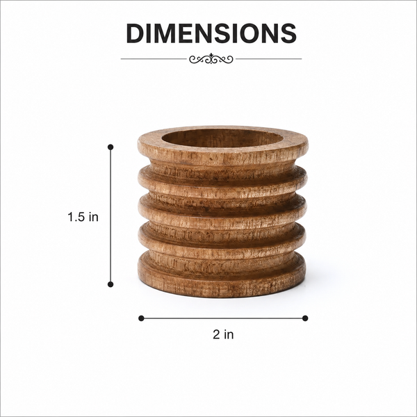 Ridged Mango Wood Napkin Ring Set