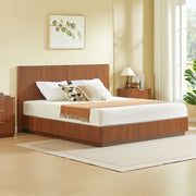Fluted Walnut-Finish King Bed Frame