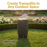 Polystone Cylinder LED Outdoor Fountain