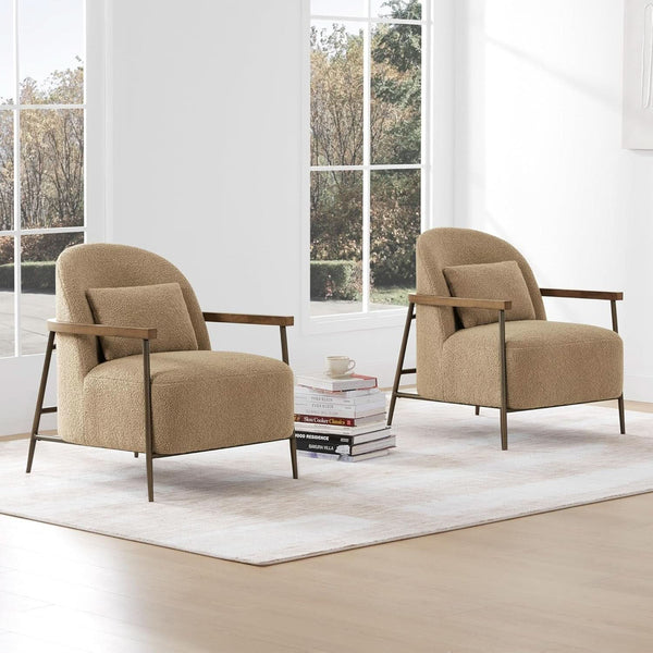 Camel Boucle Mid-Century Armchair – chair (view 5) | Roost & Roam