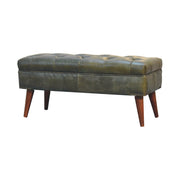 Tufted Leather Upholstered Mango Wood Bench