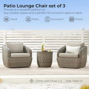 Outdoor Rattan Bistro Set With Comfortable Removable Cushions