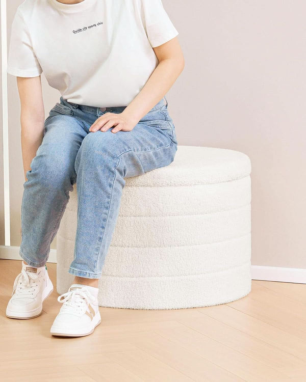 Boucle Round Storage Ottoman – ottoman (view 5) | Roost & Roam