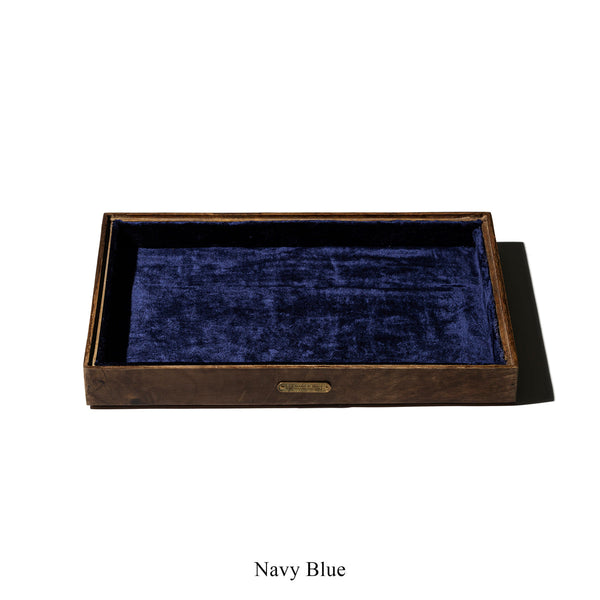 Wood-Grain Velvet-Lined Stackable Jewelry Tray