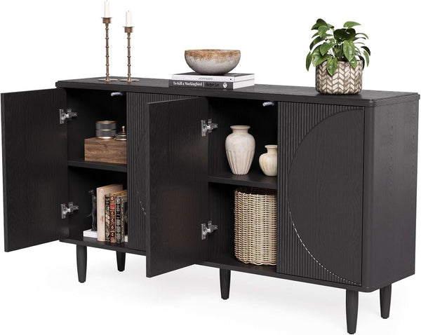 Reeded Circle-Door Wood-Grain Sideboard (view 5) | Roost & Roam